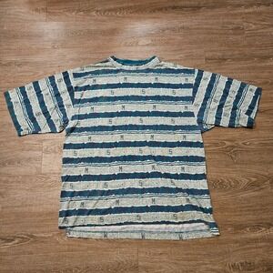 Vintage 90s McIntosh & Seymour T Shirt Size XL All Over Print Teal Purple Canada